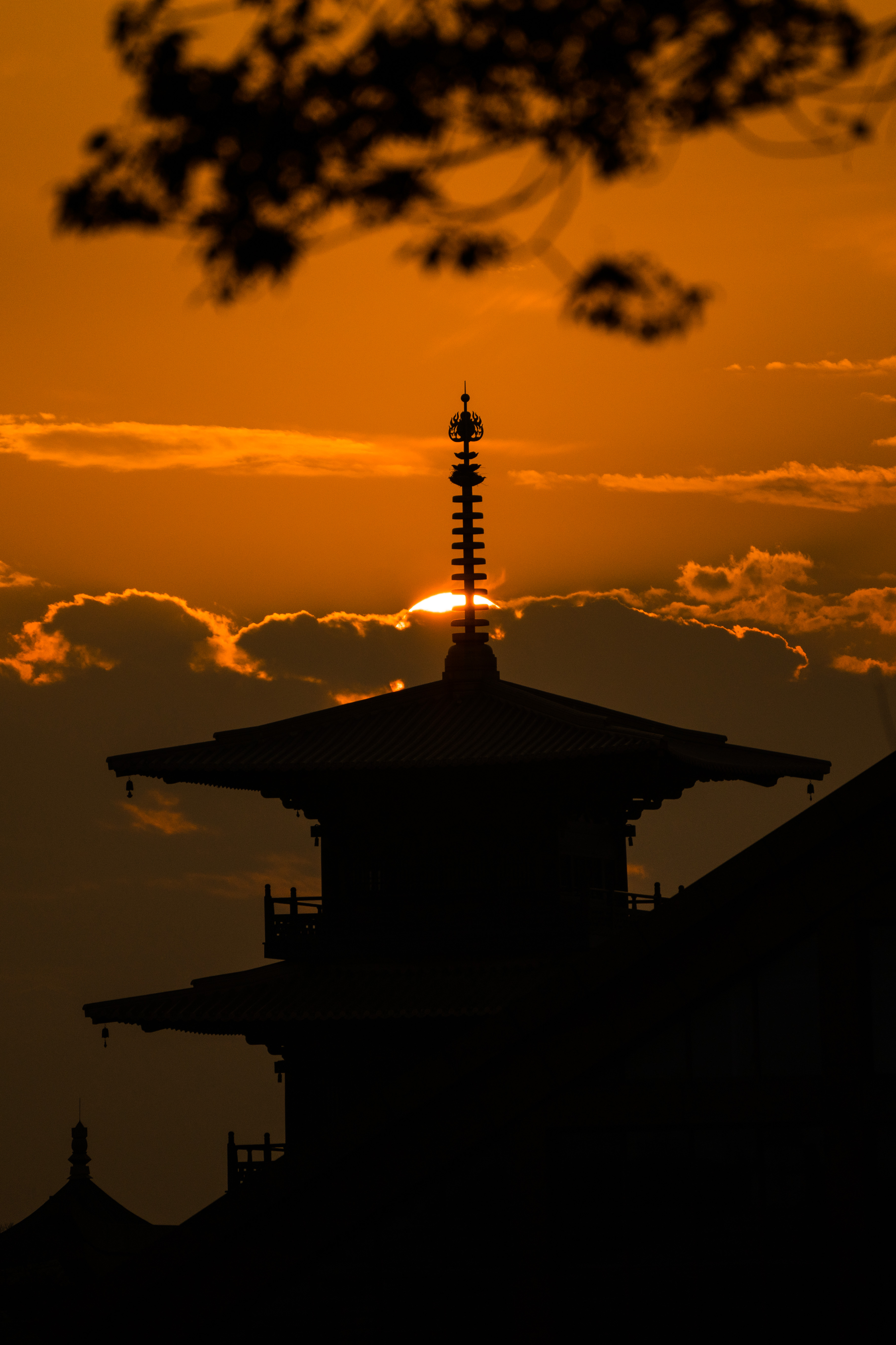 2024-02-16, 夕阳, 塔, 广富林, 上海